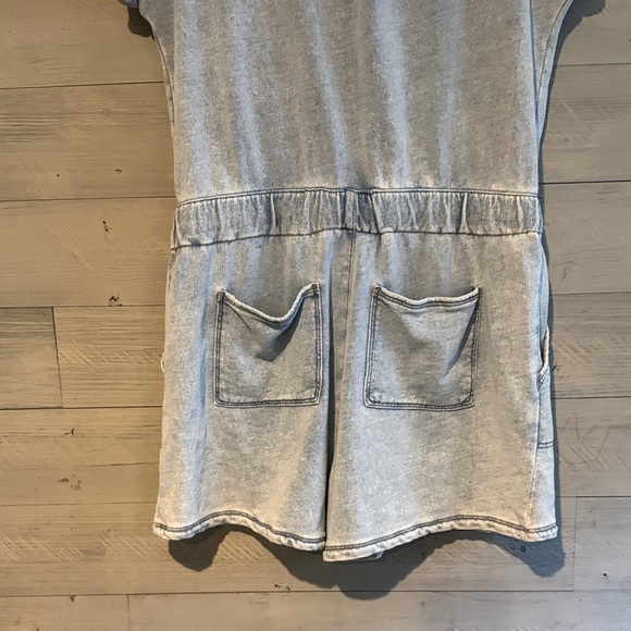 Naturalizer Light Blue Button-Up Romper - Picture 9 of 9